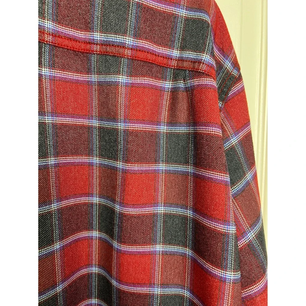 The North Face Plaid Flannel Shirt Mens XXL‎ Red Grey Long Sleeve Button Up C19